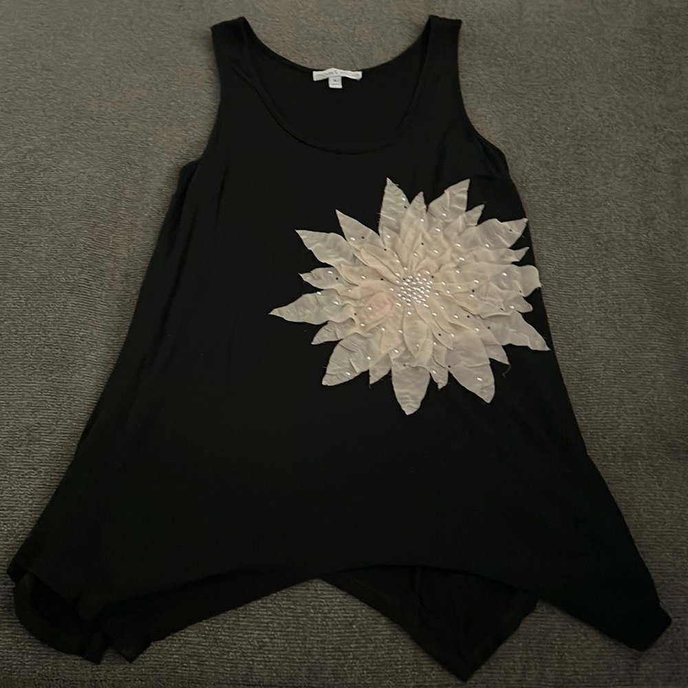 Black Tank Top with Flower